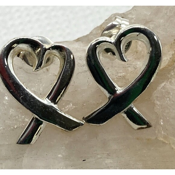 Vintage - Now Lot of (3) Pairs Heart Earrings Stud Pierced Sterling 925 Silver - Picture 3 of 12